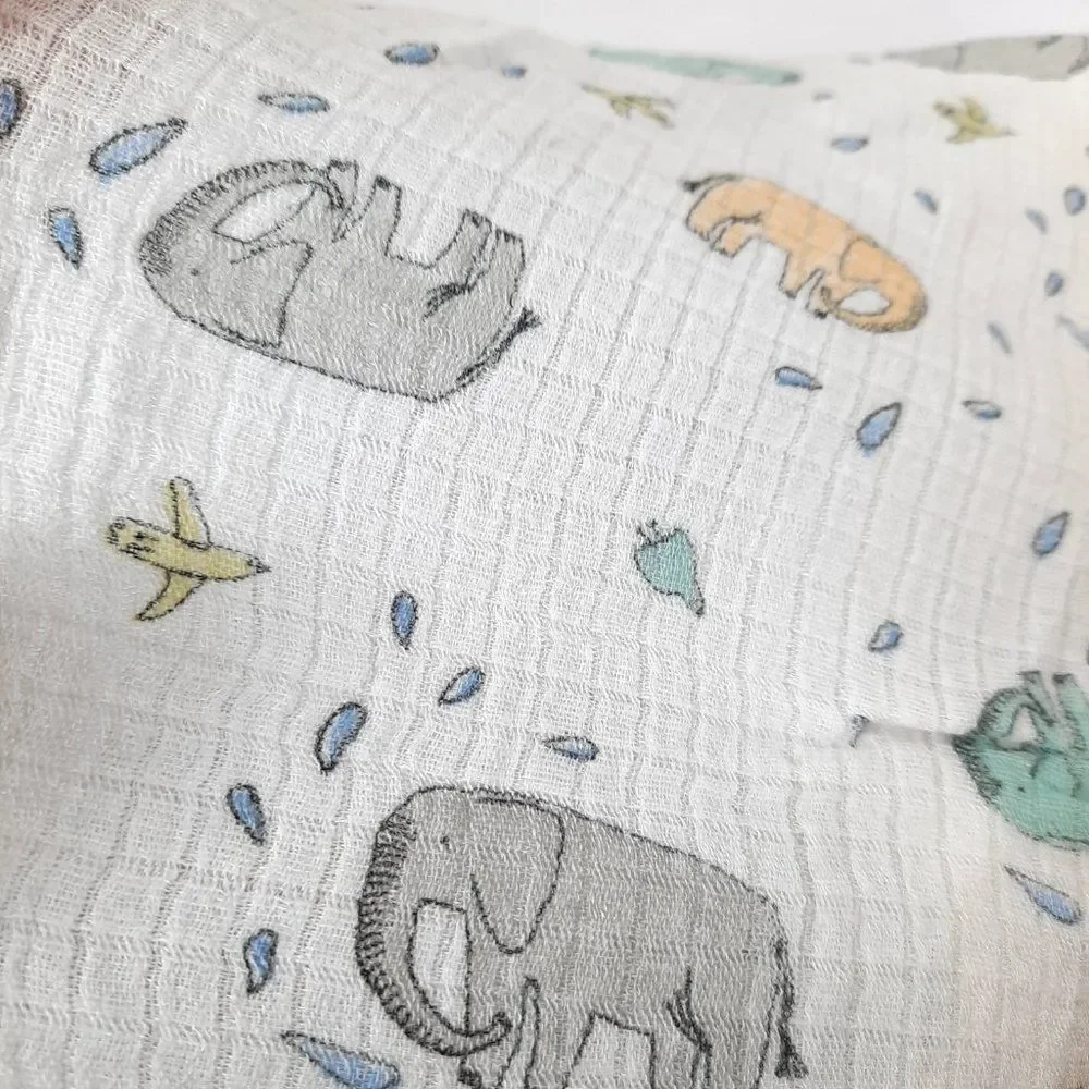 Aden + Anais Ellie Elephant Baby Blanket Bird swaddle Bamboo Blue Gray Yellow‎